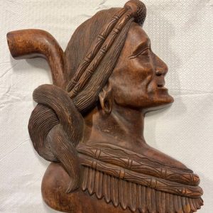 Original Antique Tobacco Sign; Native American Indian; Heavy Hand Carved Plaque