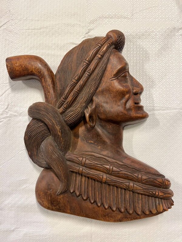 Original Antique Tobacco Sign; Native American Indian; Heavy Hand Carved Plaque - Image 2