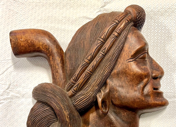 Original Antique Tobacco Sign; Native American Indian; Heavy Hand Carved Plaque - Image 3