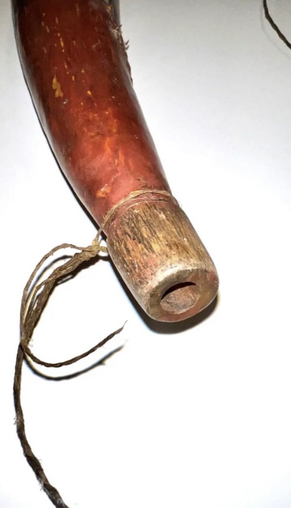 Antique Native American Indian Chiefs Giant 25" Gunpowder Horn; 1880s-1890s - Image 4