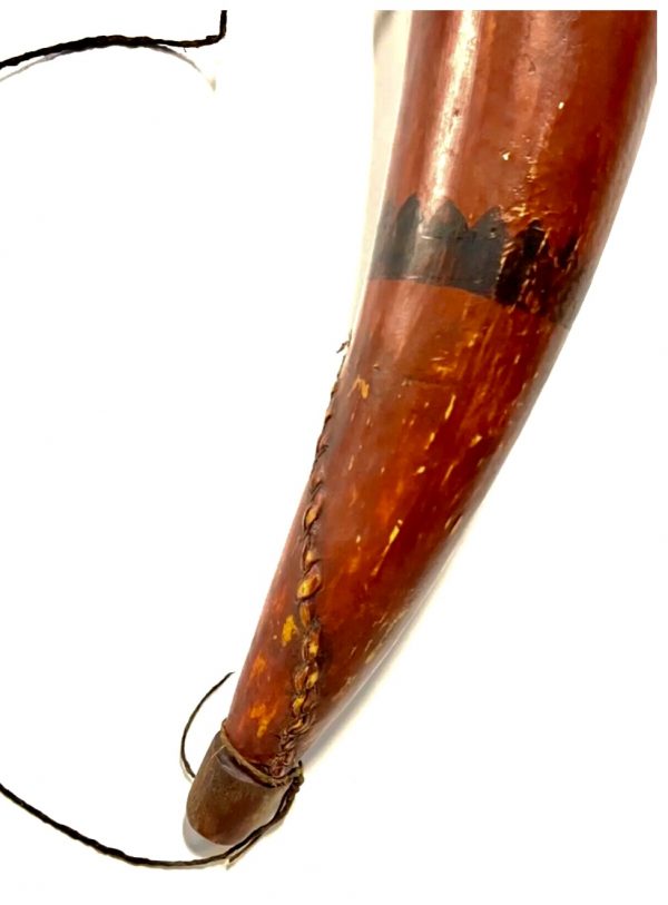 Antique Native American Indian Chiefs Giant 25" Gunpowder Horn; 1880s-1890s - Image 6