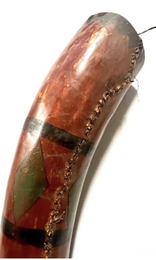 Antique Native American Indian Chiefs Giant 25" Gunpowder Horn; 1880s-1890s - Image 7
