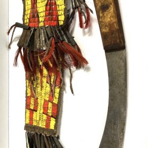 Vintage Native American Indian Knife Sheath; Porcupine Quills; Knife; Tin Cones