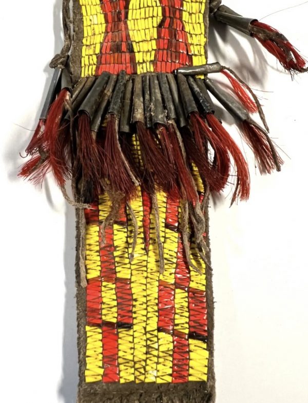 Vintage Native American Indian Knife Sheath; Porcupine Quills; Knife; Tin Cones - Image 2