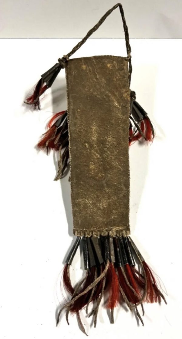 Vintage Native American Indian Knife Sheath; Porcupine Quills; Knife; Tin Cones - Image 5