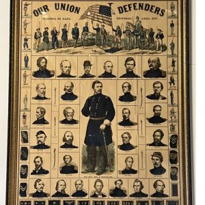 Antique Original Civil War Poster of Union Generals; 1862; Framed; Ultra Rare