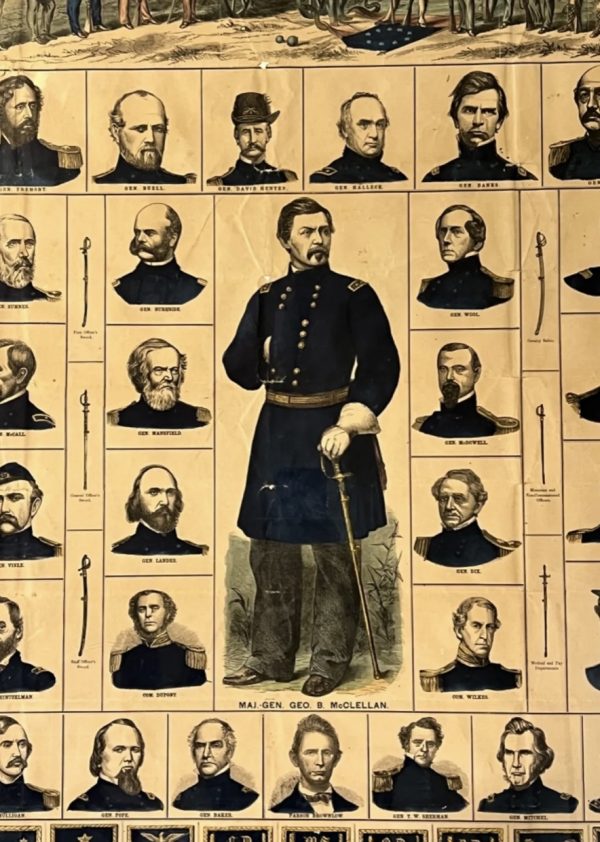 Antique Original Civil War Poster of Union Generals; 1862; Framed; Ultra Rare - Image 3