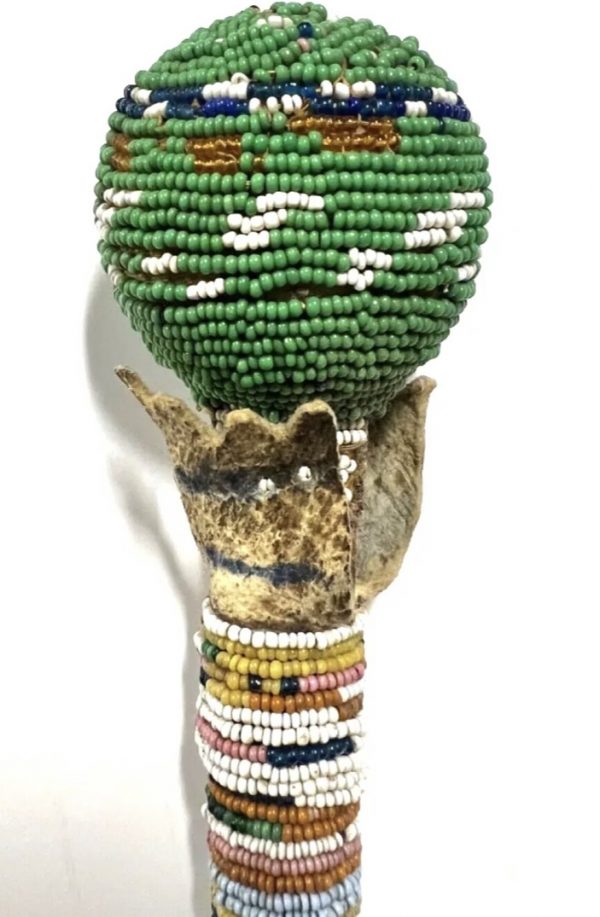 Original Antique Native American Indian Beaded Ceremonial Skull Crusher/Coup Stk - Image 3