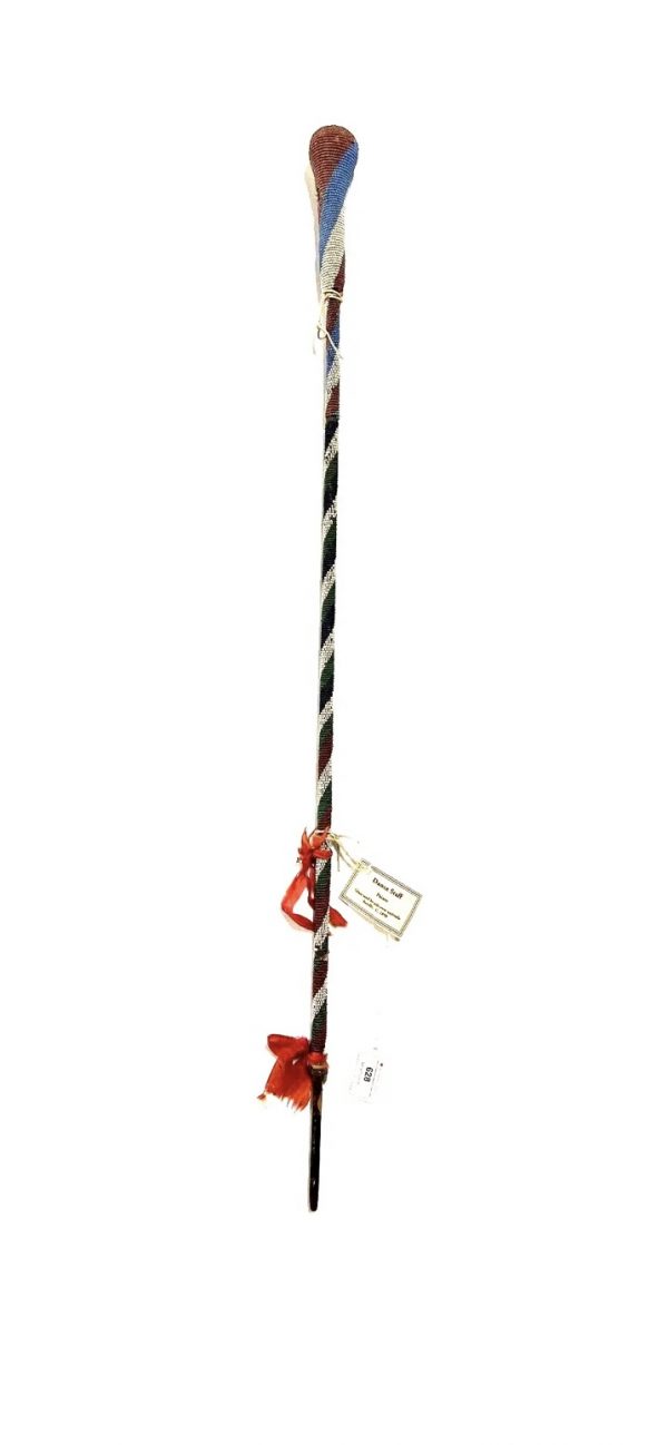 Antique Native American Indian Paiute Dance Wand Staff; Glass Seed Beads; Allard Auction; 1880s-1890s - Image 4