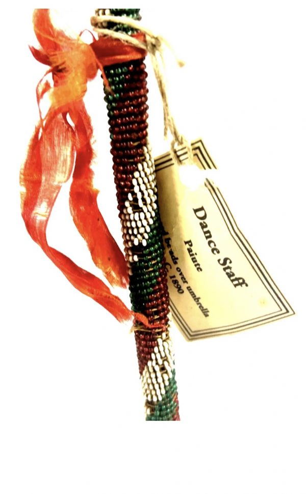 Antique Native American Indian Paiute Dance Wand Staff; Glass Seed Beads; Allard Auction; 1880s-1890s