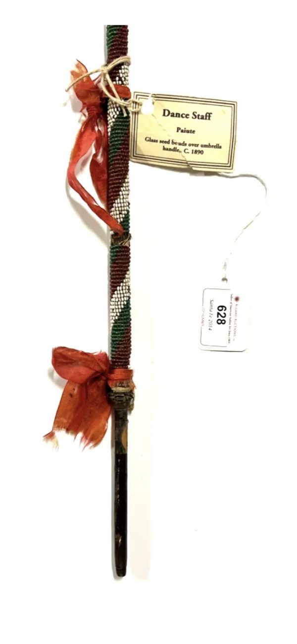 Antique Native American Indian Paiute Dance Wand Staff; Glass Seed Beads; Allard Auction; 1880s-1890s - Image 7