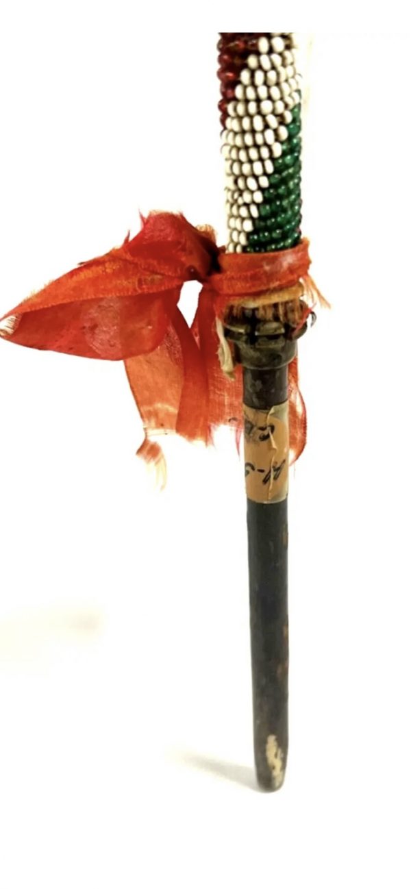 Antique Native American Indian Paiute Dance Wand Staff; Glass Seed Beads; Allard Auction; 1880s-1890s - Image 6