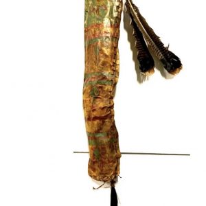 Antique Quiver Parfleche With Feathers; Hand Painted, HorseHair