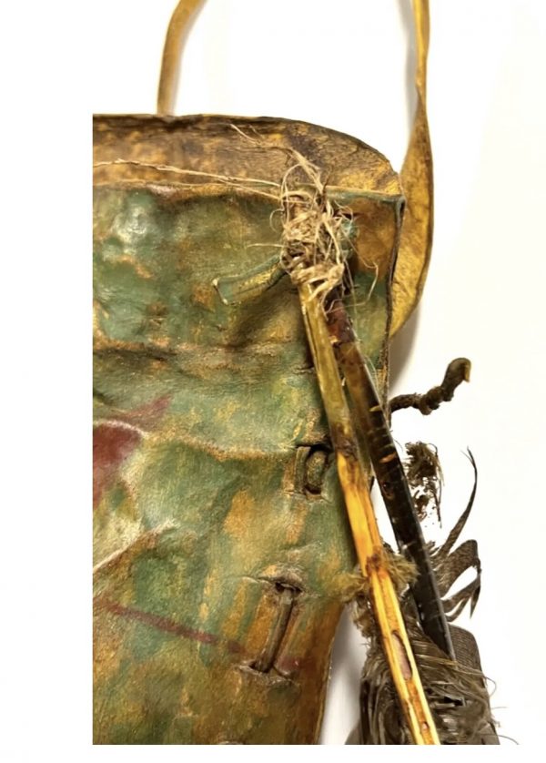 Antique Quiver Parfleche With Feathers; Hand Painted, HorseHair - Image 9