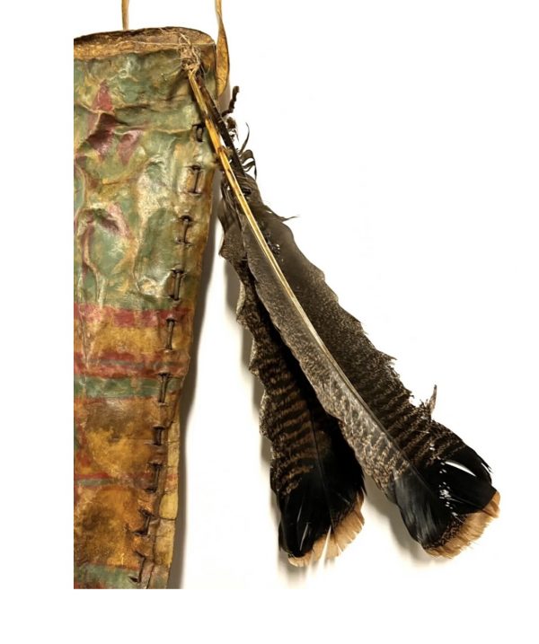Antique Quiver Parfleche With Feathers; Hand Painted, HorseHair - Image 8