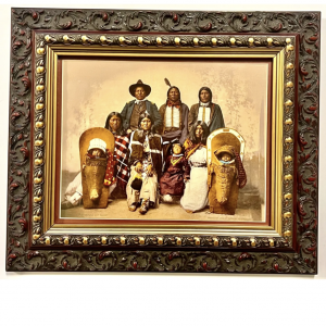Original Hand Painted Chief's Photograph With Family; Period Frame; Ex Cowans
