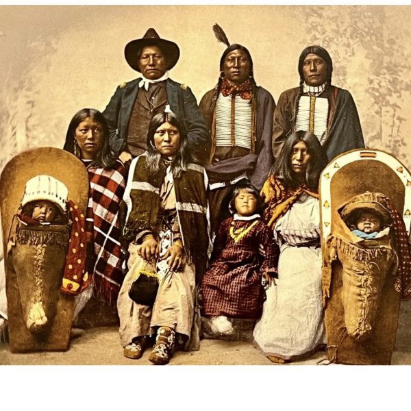 Original Hand Painted Chief's Photograph With Family; Period Frame; Ex Cowans - Image 2