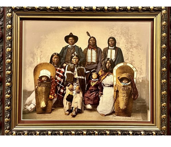 Original Hand Painted Chief's Photograph With Family; Period Frame; Ex Cowans - Image 3