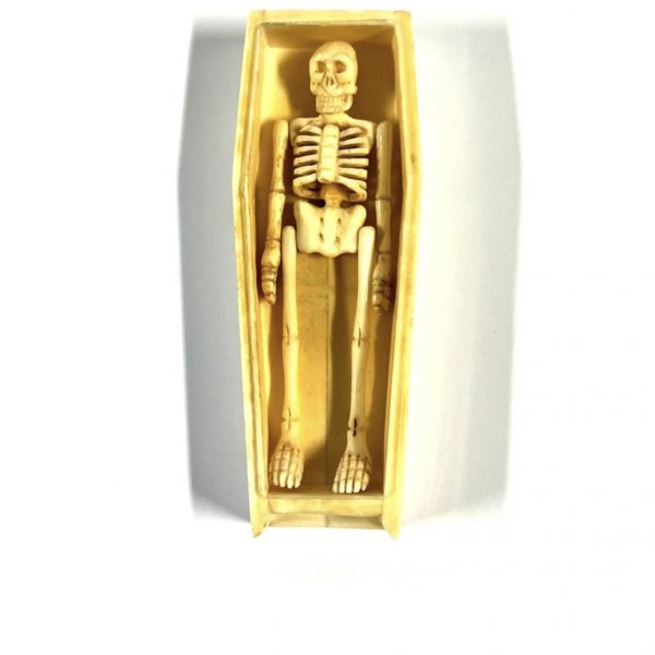 Antique Mori Coffin & Matching Skeleton With Movable Parts; Bakelite or Catalin - Image 2