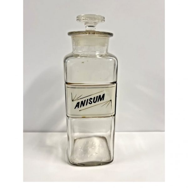 Vintage Apothecary Pharmacy Bottle; “ANISUM”; Large; Dated 1889