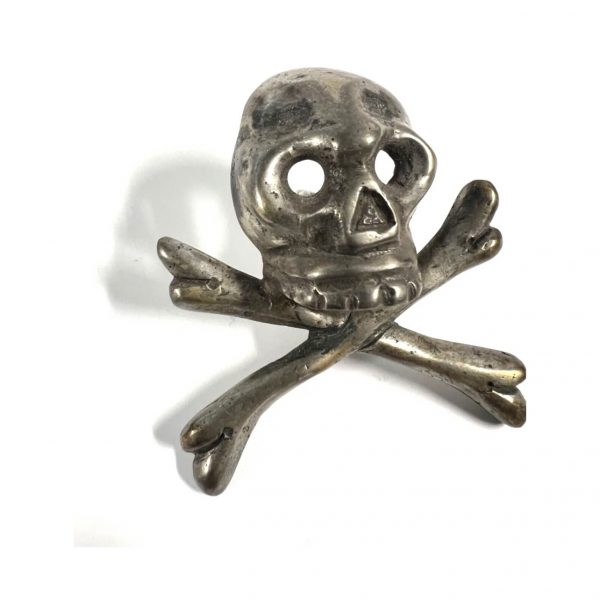 Antique Christian Mori Silver Skull and Bones; With Nail/Spike; 1800s or Earlier - Image 2