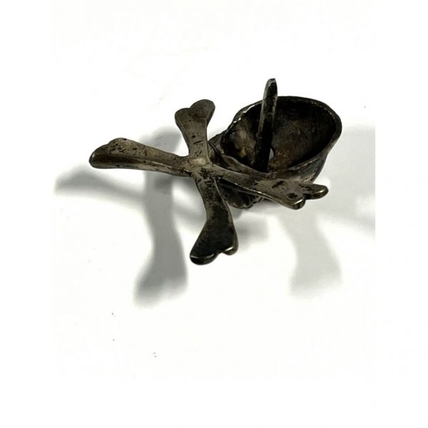 Antique Christian Mori Silver Skull and Bones; With Nail/Spike; 1800s or Earlier - Image 9