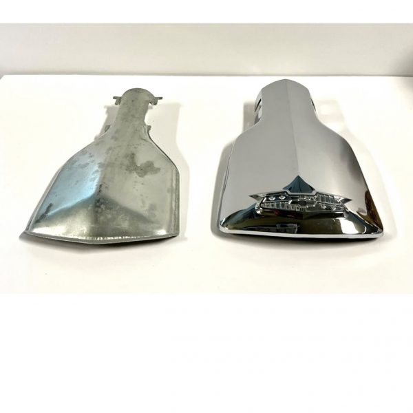 1957 Original Chevrolet Tailpipe Exhaust Cover; Chev Emblem +Base; 3X Chrome - Image 3