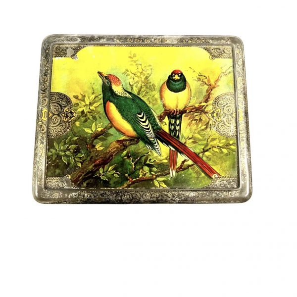 Antique Biscuit Tin; English Or German; Large; Beautiful Birds On Surface; 1890s - Image 2