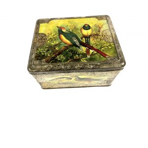 Antique Biscuit Tin; English Or German; Large; Beautiful Birds On Surface; 1890s