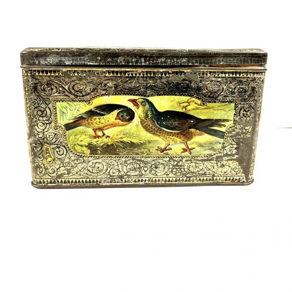 Antique Biscuit Tin; English Or German; Large; Beautiful Birds On Surface; 1890s - Image 5