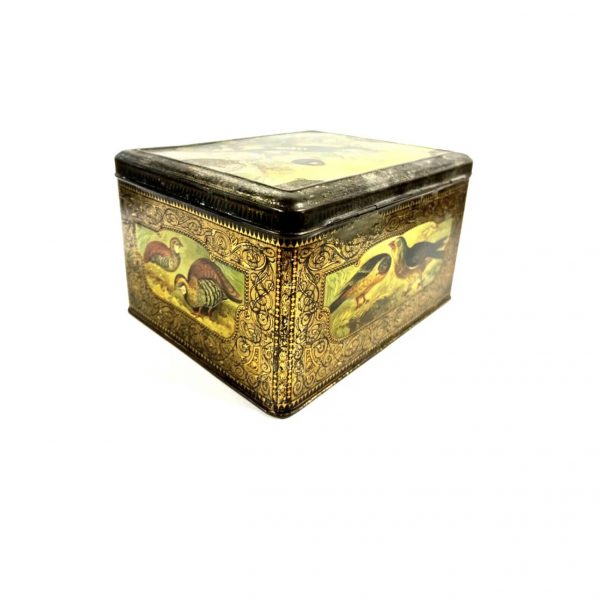 Antique Biscuit Tin; English Or German; Large; Beautiful Birds On Surface; 1890s - Image 4