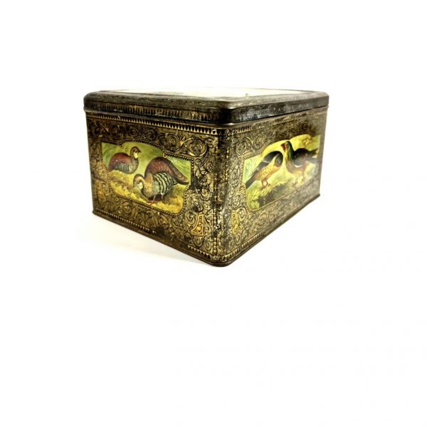 Antique Biscuit Tin; English Or German; Large; Beautiful Birds On Surface; 1890s - Image 7