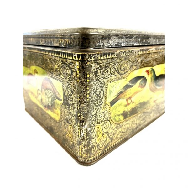 Antique Biscuit Tin; English Or German; Large; Beautiful Birds On Surface; 1890s - Image 9