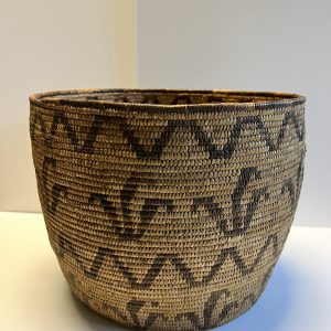 Ancient Native American Indian Large Basket; Corn Husk Pattern; 1880s to 1910
