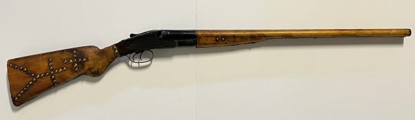Original Native American Indian Vintage Shotgun Covered in Leather or Rawhide