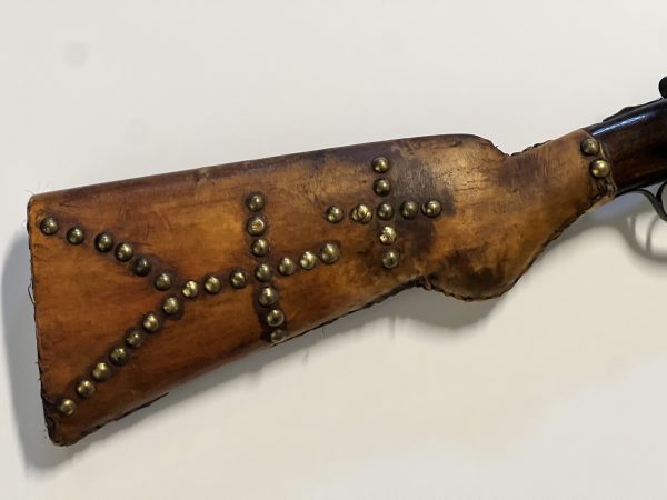 Original Native American Indian Vintage Shotgun Covered in Leather or Rawhide - Image 2